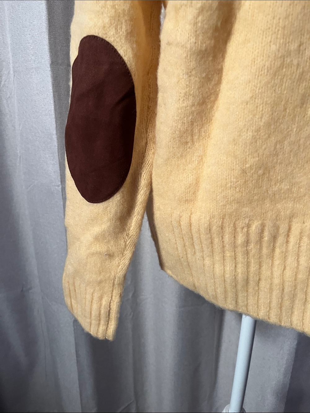 NEW! Polo by Ralph Lauren Yellow Crewneck Sweater with Brown Elbow Patch - Picture 9 of 16